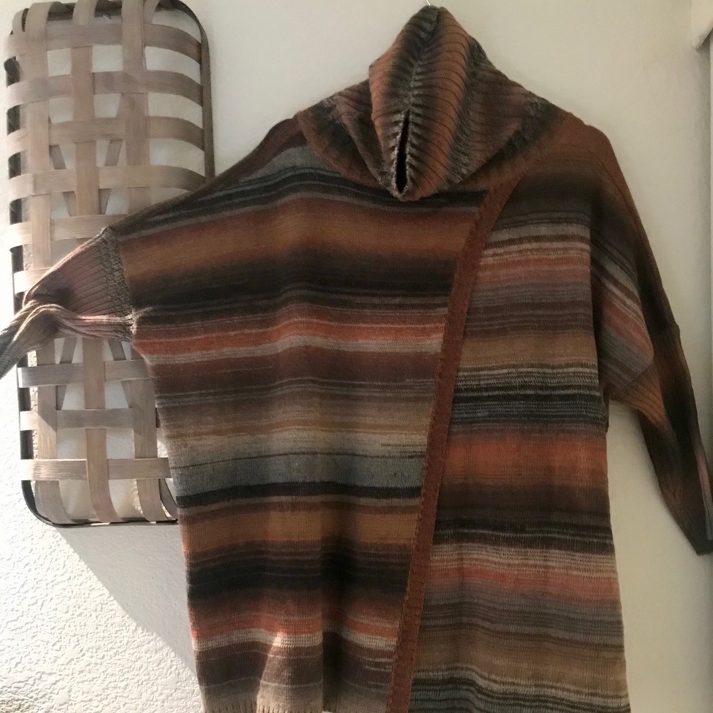 Sunset colors, cowl-neck poncho
